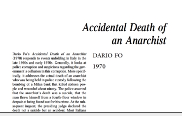 نقد نمایشنامه Accidental Death of an Anarchist by Dario Fo