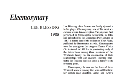 نقد نمایشنامه Eleemosynary by Lee Blessing