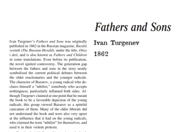 نقد رمان Fathers and Sons by Ivan Turgenev