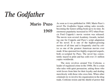 نقد رمان The Godfather by Mario Puzo