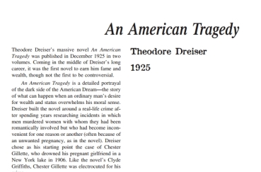 نقد رمان An American Tragedy by Theodore Dreiser