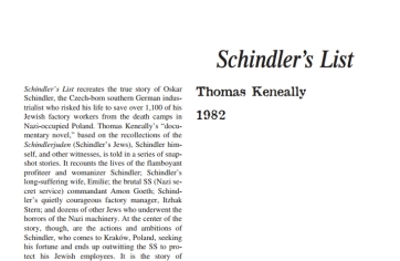 نقد رمان Schindler’s List by Thomas Keneally