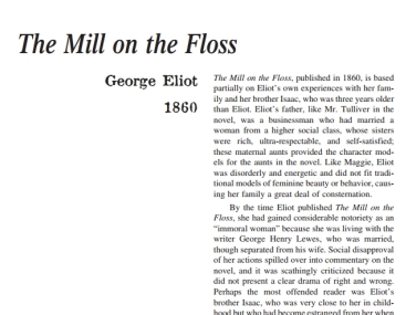 نَقدِ رُمانِ The Mill on the Floss by George Eliot