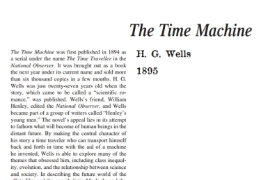 نَقدِ رُمانِ The Time Machine by H. G. Wells