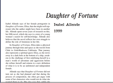 نَقدِ رُمانِ Daughter of Fortune by Isabel Allende