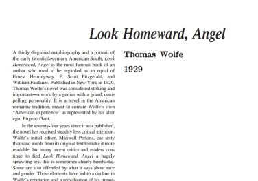 نَقدِ رُمانِ Look Homeward, Angel by Thomas Wolfe