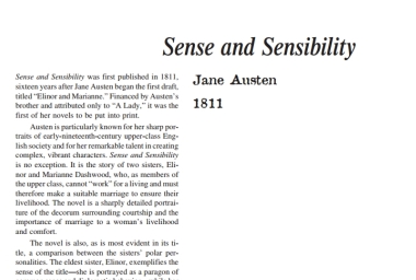 نَقدِ رُمانِ Sense and Sensibility by Jane Austen