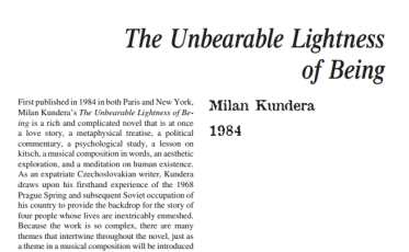نَقدِ رُمانِ The Unbearable Lightness of Being by Milan Kundera