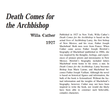 نَقدِ رُمانِ Death Comes for the Archbishop by Willa Cather