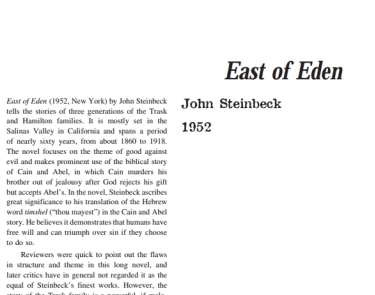نَقدِ رُمانِ East of Eden by John Steinbeck