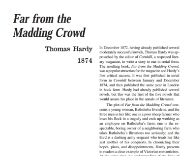 نَقدِ رُمانِ Far from the Madding Crowd by Thomas Hardy