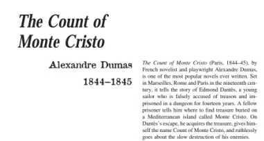 نَقدِ رُمانِ The Count of Monte Cristo by Alexandre Dumas
