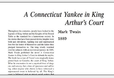 نَقدِ رُمانِ A Connecticut Yankee in King Arthur’s Court by Mark Twain