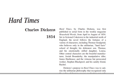 نَقدِ رُمانِ Hard Times by Charles Dickens