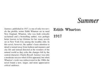 نَقدِ رُمانِ Summer by Edith Wharton