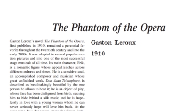 نَقدِ رُمانِ The Phantom of the Opera by Gaston Leroux