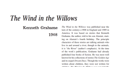 نَقدِ رُمانِ The Wind in the Willows by Kenneth Grahame
