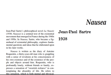 نَقدِ رُمانِ Nausea by Jean-Paul Sartre