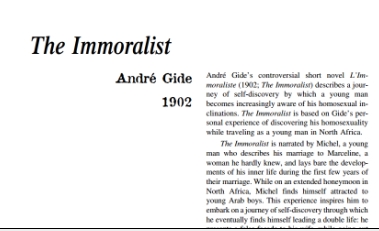 نَقدِ رُمانِ The Immoralist by Andre Gide