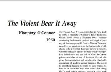 نَقدِ رُمانِ The Violent Bear It Away by Flannery O’Connor