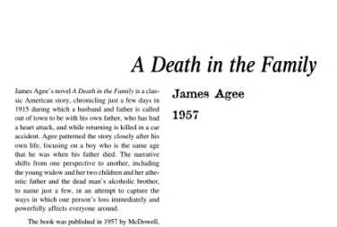 نَقدِ رُمانِ A Death in the Family by James Agee