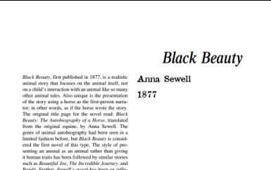 نَقدِ رُمانِ Black Beauty by Anna Sewell