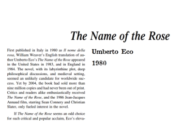 نَقدِ رُمانِ The Name of the Rose by Umberto Eco