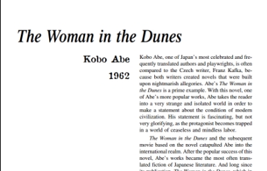 نَقدِ رُمانِ The Woman in the Dunes by Kobo Abe