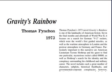 نَقدِ رُمانِ Gravity’s Rainbow by Thomas Pynchon