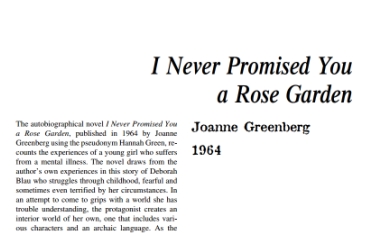 نَقدِ رُمانِ I Never Promised You a Rose Garden by Joanne Greenberg