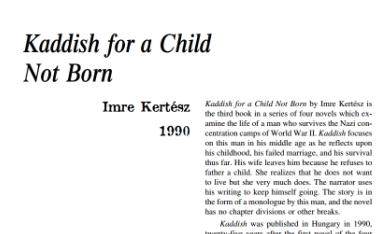 نَقدِ رُمانِ Kaddish for a Child Not Born by Imre Kertesz