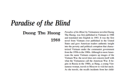 نَقدِ رُمانِ Paradise of the Blind by Duong Thu Huong