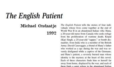 نَقدِ رُمانِ The English Patient by Michael Ondaatje