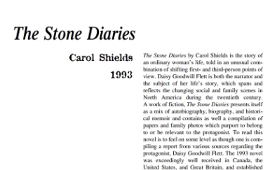 نَقدِ رُمانِ The Stone Diaries by Carol Shields