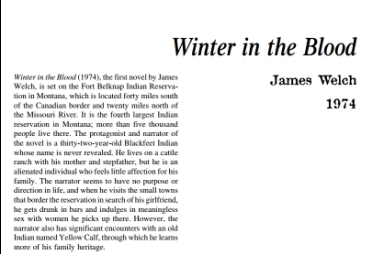نَقدِ رُمانِ Winter in the Blood by James Welch