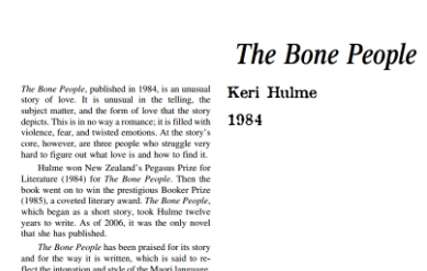 نَقدِ رُمانِ The Bone People by Keri Hulme