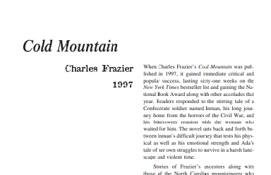 نَقدِ رُمانِ Cold Mountain by Charles Frazier