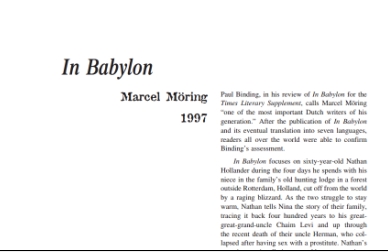 نَقدِ رُمانِ In Babylon by Marcel Moring