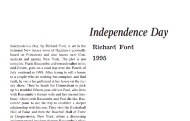 نَقدِ رُمانِ Independence Day by Richard Ford