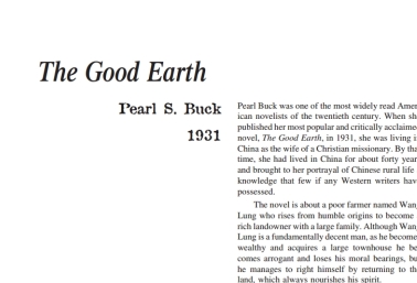 نَقدِ رُمانِ The Good Earth by Pearl S. Buck