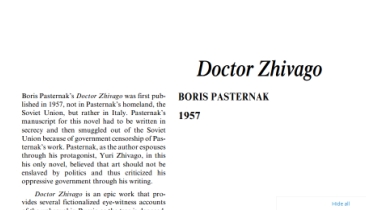 نَقدِ رُمانِ Doctor Zhivago by Boris Pasternak