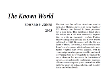 نَقدِ رُمانِ The Known World by Edward P. Jones