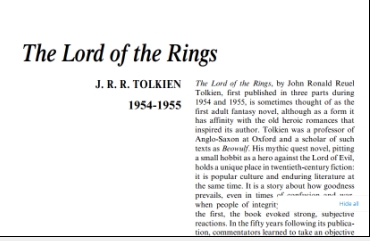 نَقدِ رُمانِ The Lord of the Rings by J. R. R. Tolkien