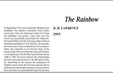 نَقدِ رُمانِ The Rainbow by D. H. Lawrence