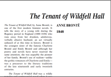 نَقدِ رُمانِ The Tenant of Wildfell Hall by Anne Bronte