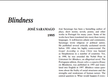 نَقدِ رُمانِ Blindness by Jose Saramago