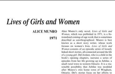 نَقدِ رُمانِ Lives of Girls and Women by Alice Munro