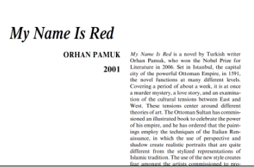 نَقدِ رُمانِ My Name Is Red by Orhan Pamuk