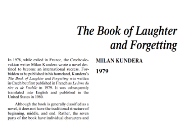 نَقدِ رُمانِ The Book of Laughter and Forgetting by Milan Kundera