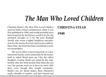 نَقدِ رُمانِ The Man Who Loved Children by Christina Stead